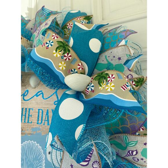 Seas the Day Beach Wreath – Coastal Summer Wreath with Seashells & Starfish - Picture 6 of 9